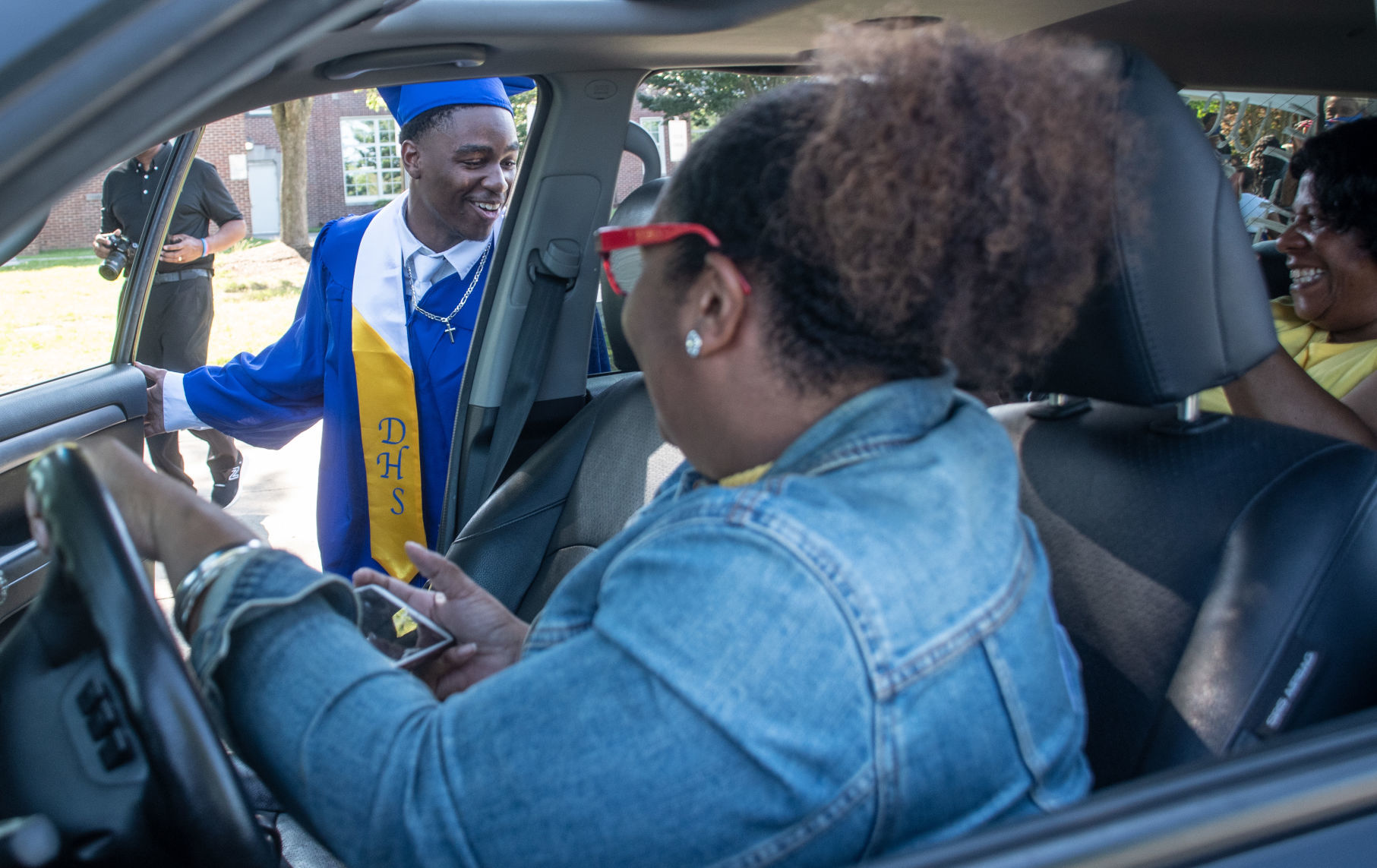 Dudley High School's drive-thru graduation